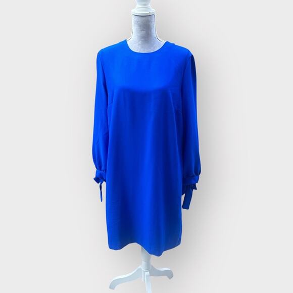 BANANA REPUBLIC Royal Blue Bow Cuff Long Sleeve Shift Dress Size 14 - Picture 1 of 9